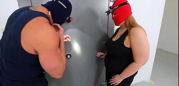  Teen BBW Busty Emma Caught Sucking Dick in Bank Vault